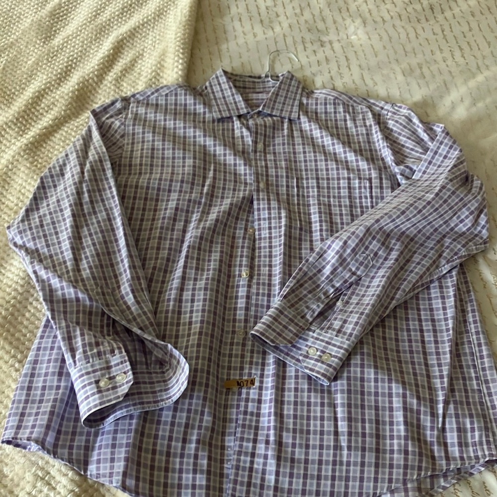 Tasso Elba Lavender Checkered Dress Shirt